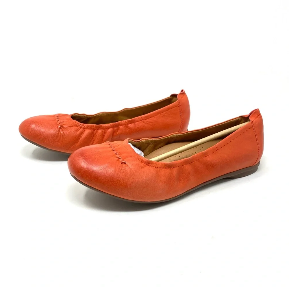 Clarks Rena Hop Grenadine Leather Ballet Flats Size 9 Wide